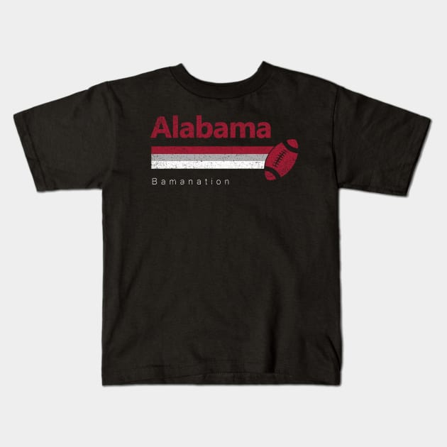 Alabama Vintage Football Bamanation Gameday Kids T-Shirt by cytoplastmaximume